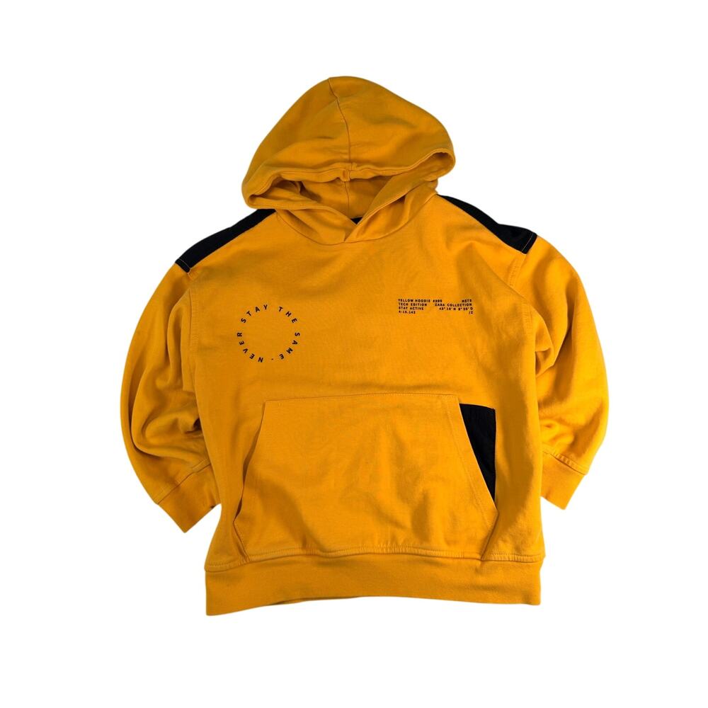 Zara Kids Tech Edition Yellow Hoodie Size 7 Youth Graphic Kids Sweatshirt